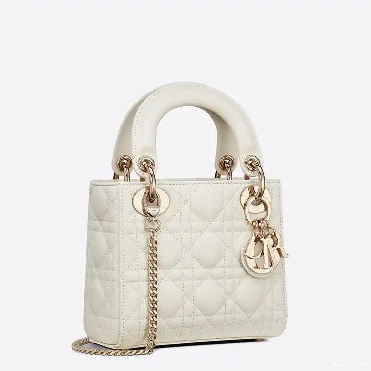 Dior Outlet Mini White Cannage Bag Lady Lambskin Dior 0507